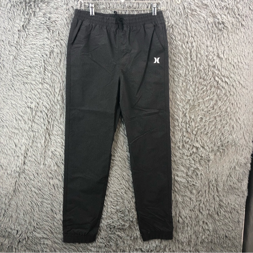 Hurley Pants Boys XL Drawstring Waist Pockets Gray Logo Elastic Hem